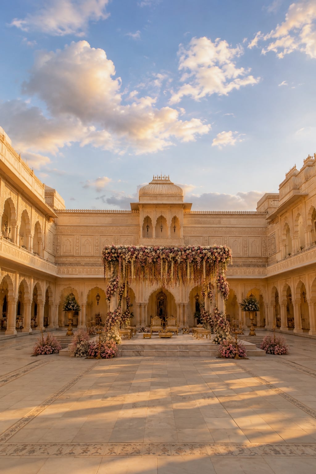 The setup within the wider courtyard, portrait
