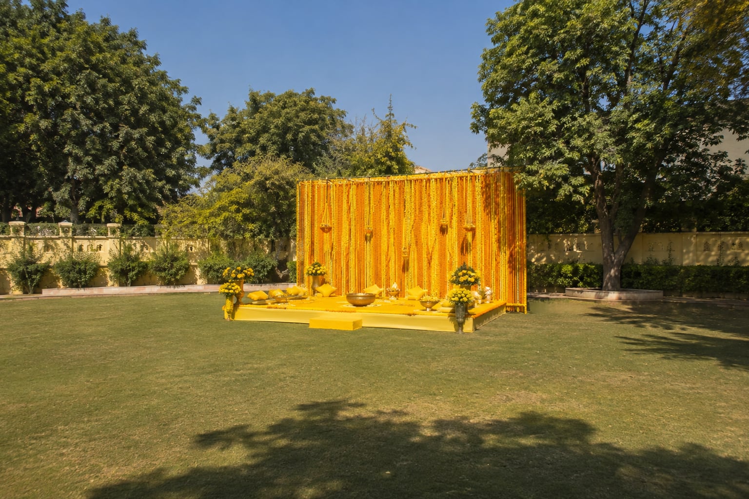 The setup within the wider lawn