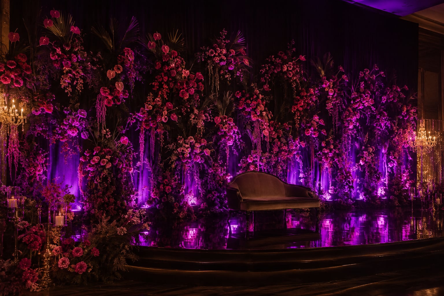The stage with the uplighting on
