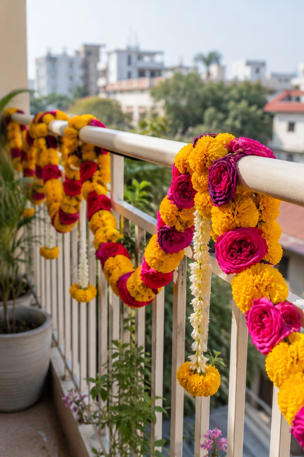 Balcony railing work, portrait