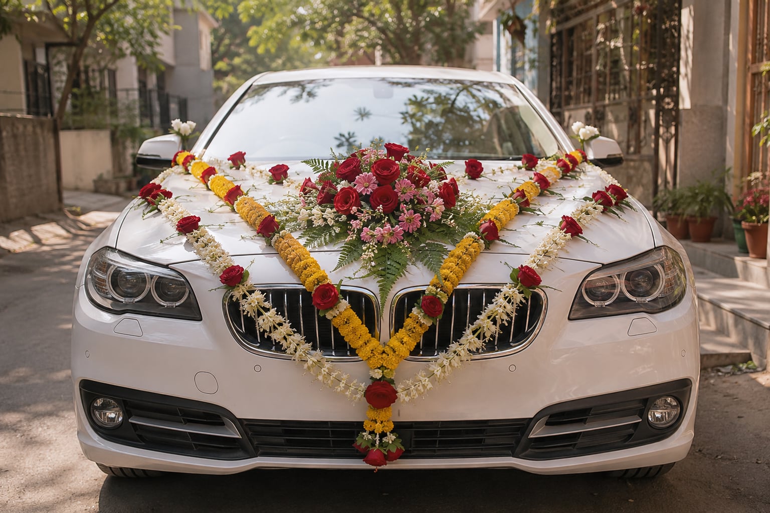 Car decoration on the street below