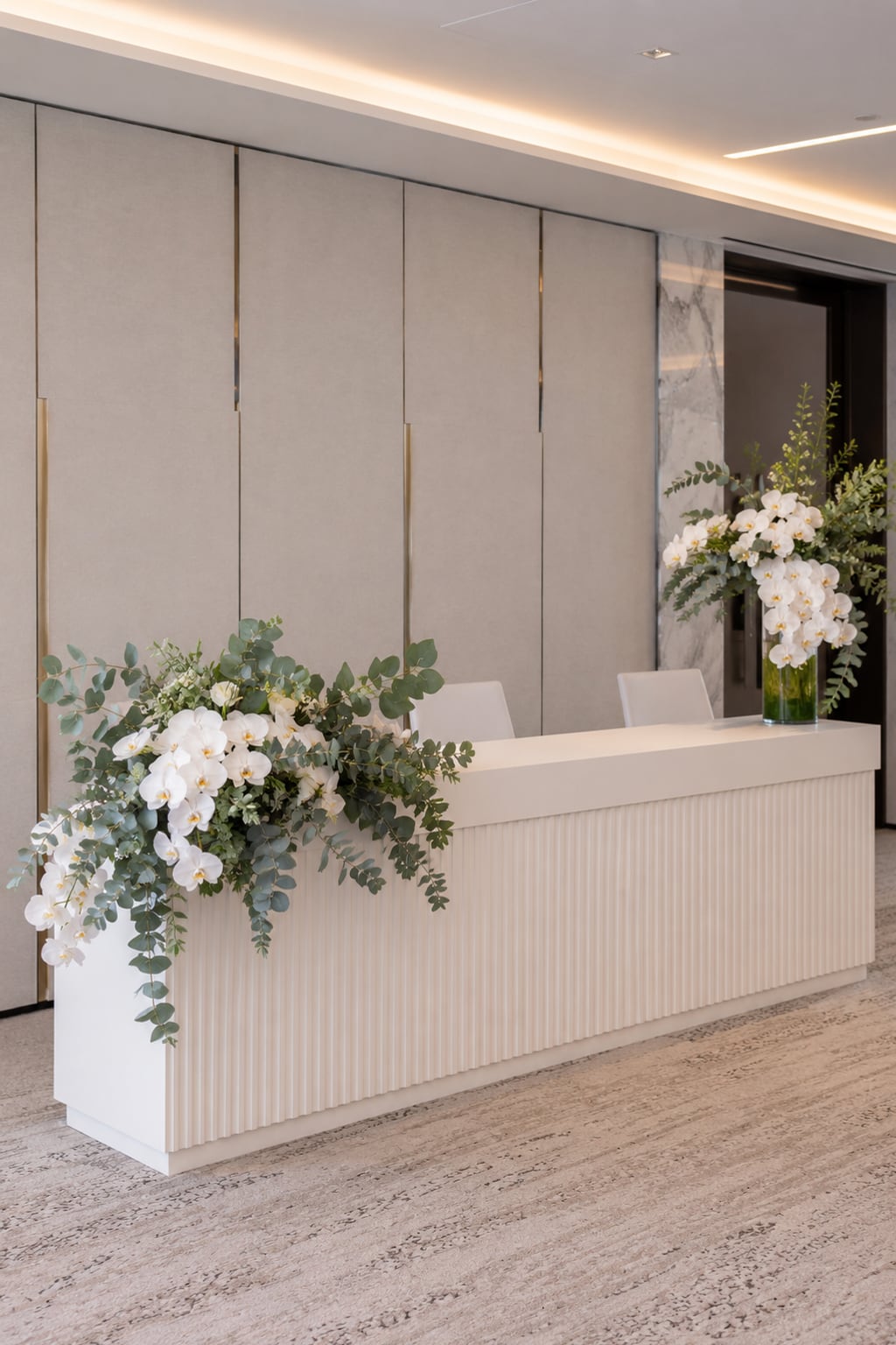 Welcome desk arrangement, portrait
