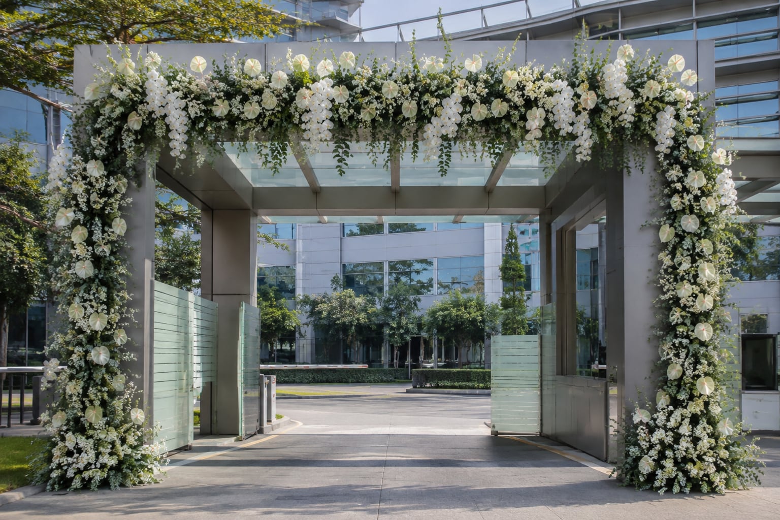 Entrance work at the campus gate